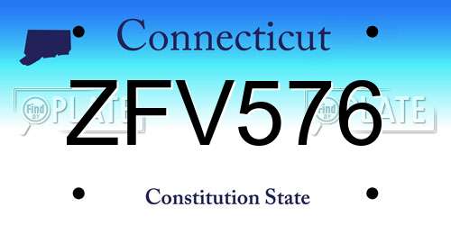 ZFV576 Connecticut License Plate