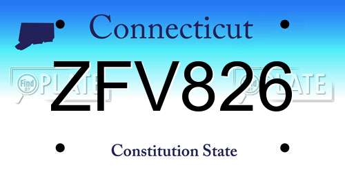 ZFV826 Connecticut License Plate