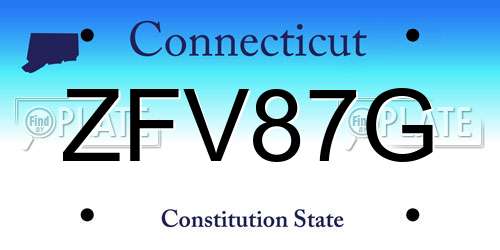 ZFV87G Connecticut License Plate