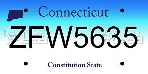 ZFW5635 Connecticut License Plate
