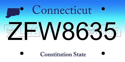 ZFW8635 Connecticut License Plate