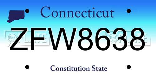 ZFW8638 Connecticut License Plate