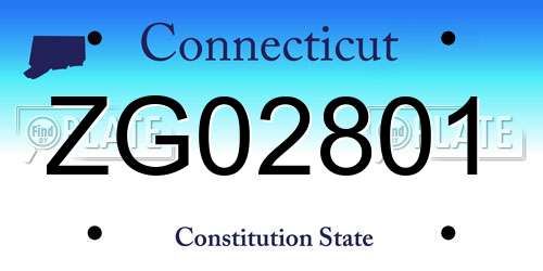 ZG02801 Connecticut License Plate