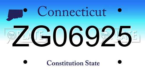 ZG06925 Connecticut License Plate
