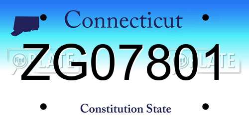 ZG07801 Connecticut License Plate