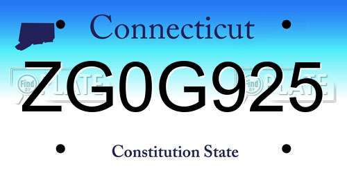 ZG0G925 Connecticut License Plate