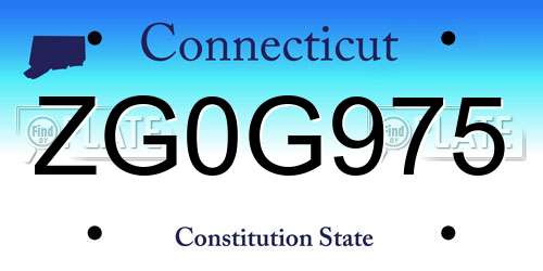 ZG0G975 Connecticut License Plate
