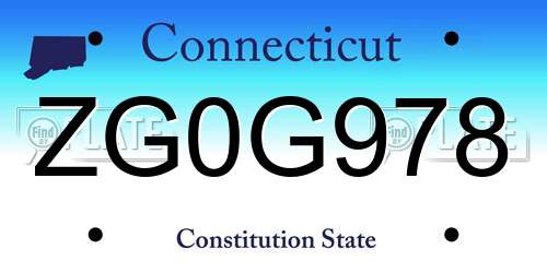 ZG0G978 Connecticut License Plate