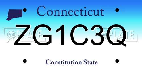 ZG1C3Q Connecticut License Plate