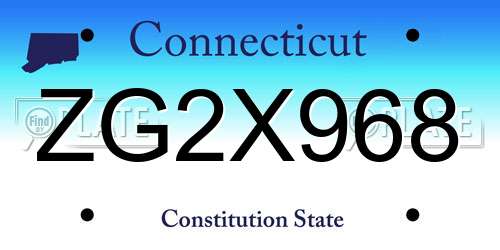 ZG2X968 Connecticut License Plate