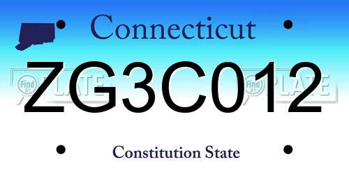 ZG3C012 Connecticut License Plate