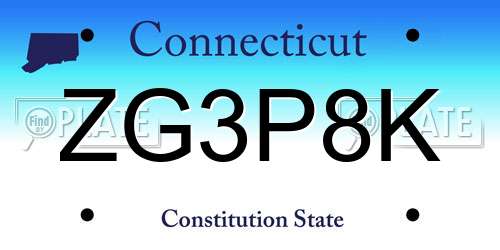 ZG3P8K Connecticut License Plate