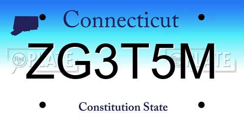 ZG3T5M Connecticut License Plate
