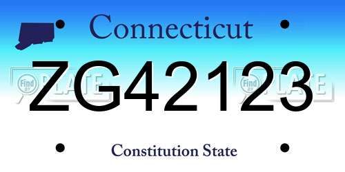 ZG42123 Connecticut License Plate