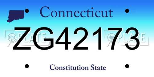 ZG42173 Connecticut License Plate