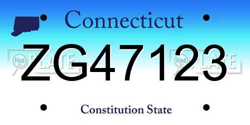 ZG47123 Connecticut License Plate