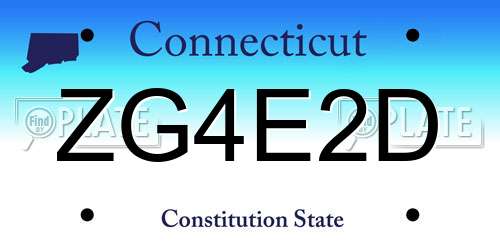 ZG4E2D Connecticut License Plate