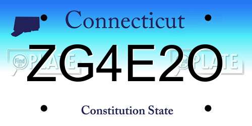 ZG4E2O Connecticut License Plate