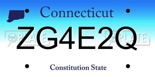 ZG4E2Q Connecticut License Plate