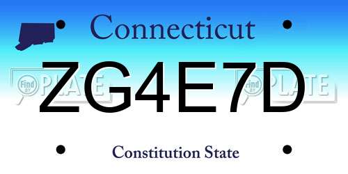 ZG4E7D Connecticut License Plate
