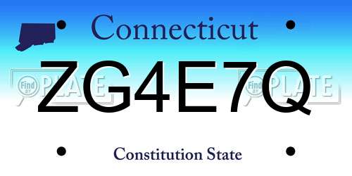 ZG4E7Q Connecticut License Plate