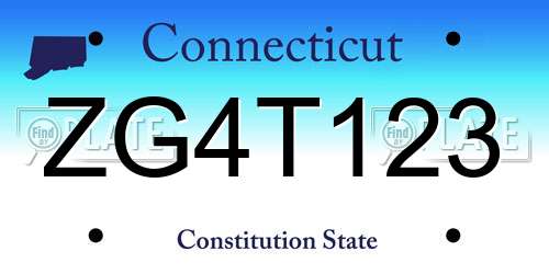 ZG4T123 Connecticut License Plate