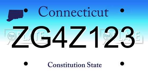 ZG4Z123 Connecticut License Plate