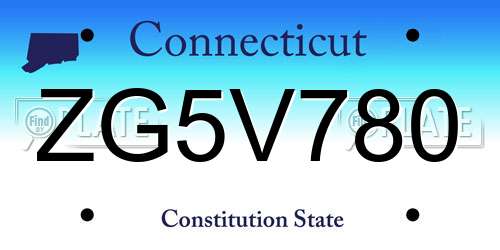 ZG5V780 Connecticut License Plate