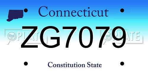 ZG7079 Connecticut License Plate
