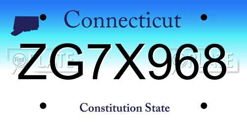 ZG7X968 Connecticut License Plate