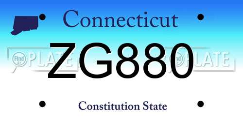 ZG880 Connecticut License Plate