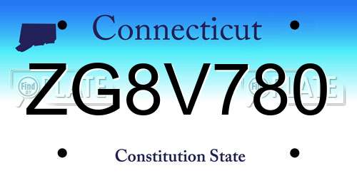ZG8V780 Connecticut License Plate