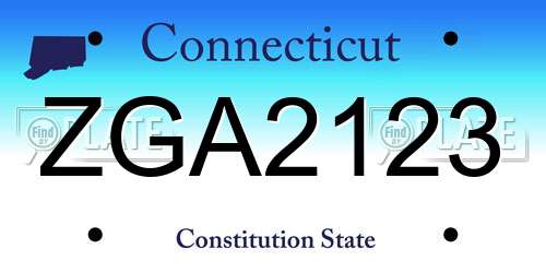ZGA2123 Connecticut License Plate