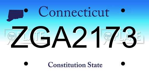 ZGA2173 Connecticut License Plate