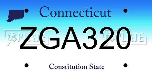ZGA320 Connecticut License Plate