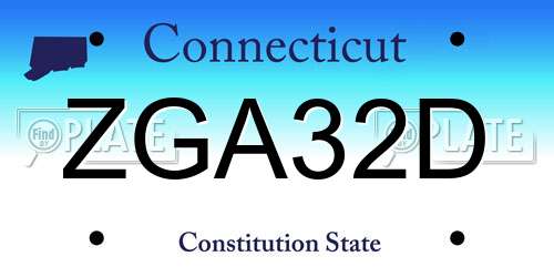 ZGA32D Connecticut License Plate