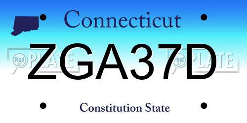 ZGA37D Connecticut License Plate