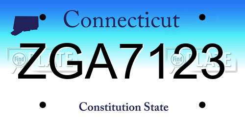 ZGA7123 Connecticut License Plate