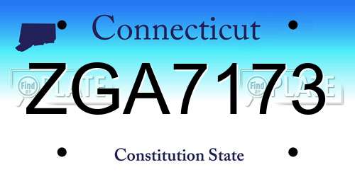 ZGA7173 Connecticut License Plate