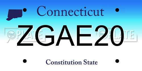ZGAE20 Connecticut License Plate