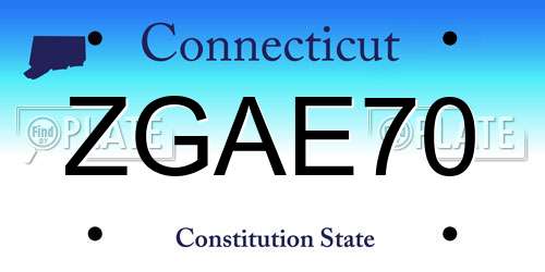 ZGAE70 Connecticut License Plate