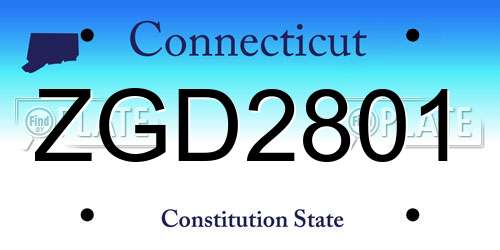 ZGD2801 Connecticut License Plate