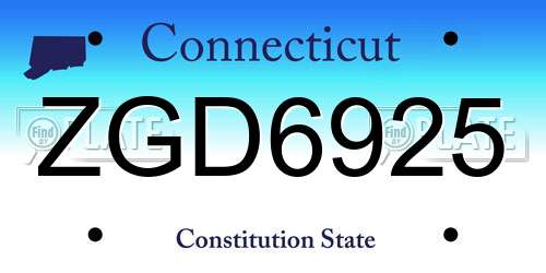 ZGD6925 Connecticut License Plate