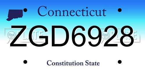 ZGD6928 Connecticut License Plate