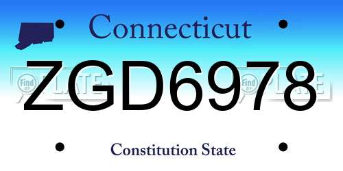 ZGD6978 Connecticut License Plate