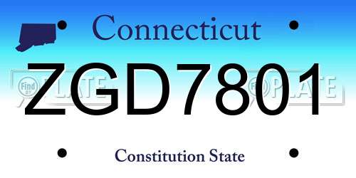 ZGD7801 Connecticut License Plate
