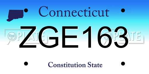 ZGE163 Connecticut License Plate