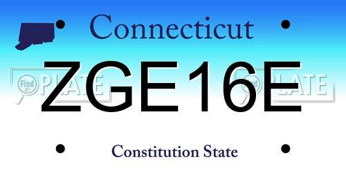ZGE16E Connecticut License Plate