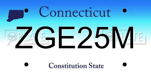 ZGE25M Connecticut License Plate