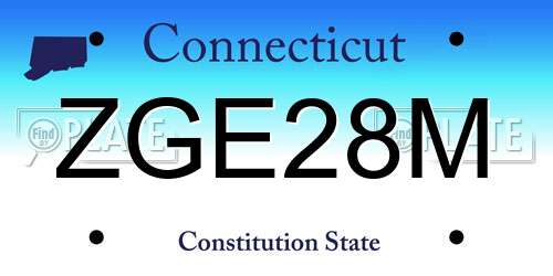 ZGE28M Connecticut License Plate
